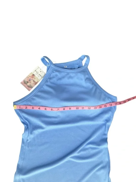 Halara Women’s Halter Ribbed Maxi Dress Blue Halter Maxi with Side Slit NWT - Picture 8 of 13